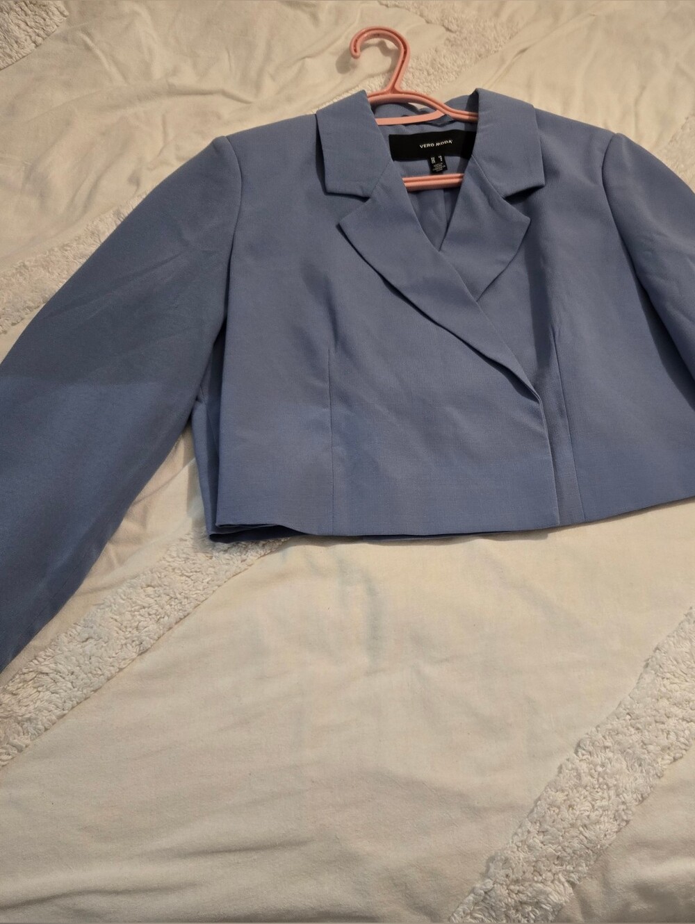 Vero Moda Cropped Tailored Blazer - Light Blue - US 4/Small